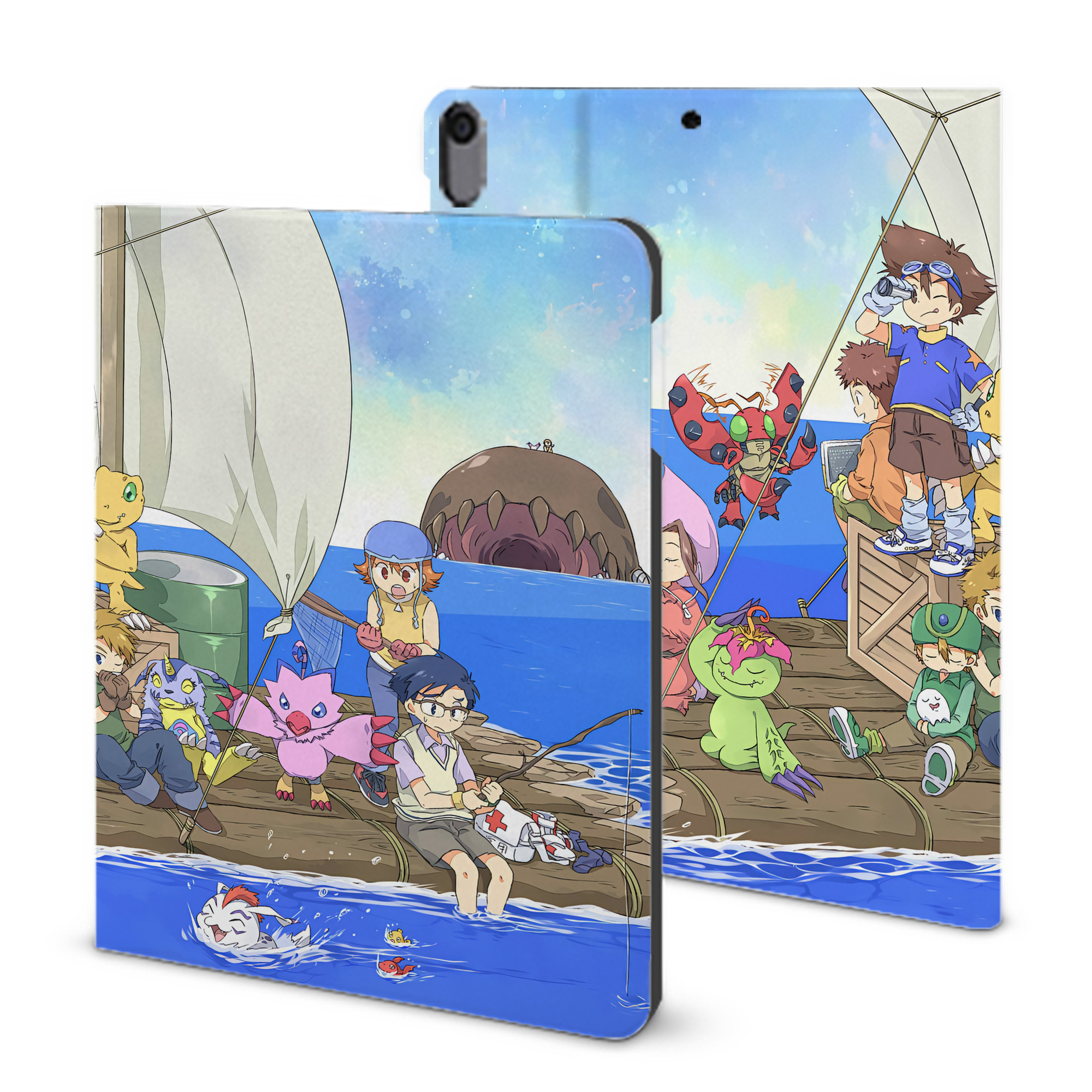 （画像用） Digimon デジタルモンスター/デジモン IPad ケース ブック型 PUレザー TPU 耐衝撃 軽量 薄型 ペン収納なし 全面保護 IPad 各モデル対応